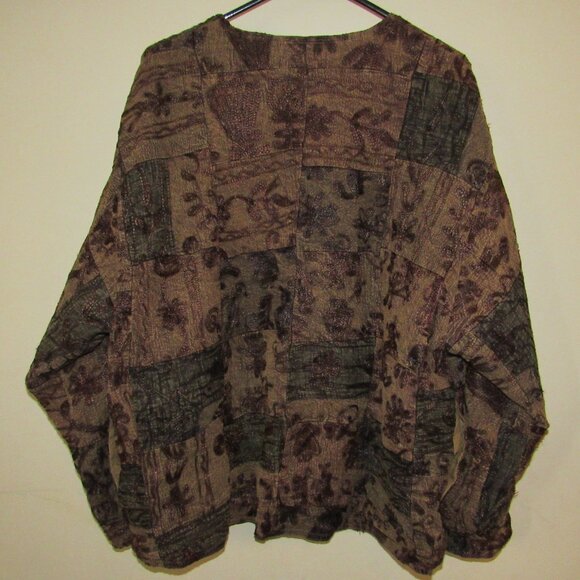 Raiment Fashions New York Patchwork Embroidered Boho Shacket Jacket XL Loop - Picture 2 of 3